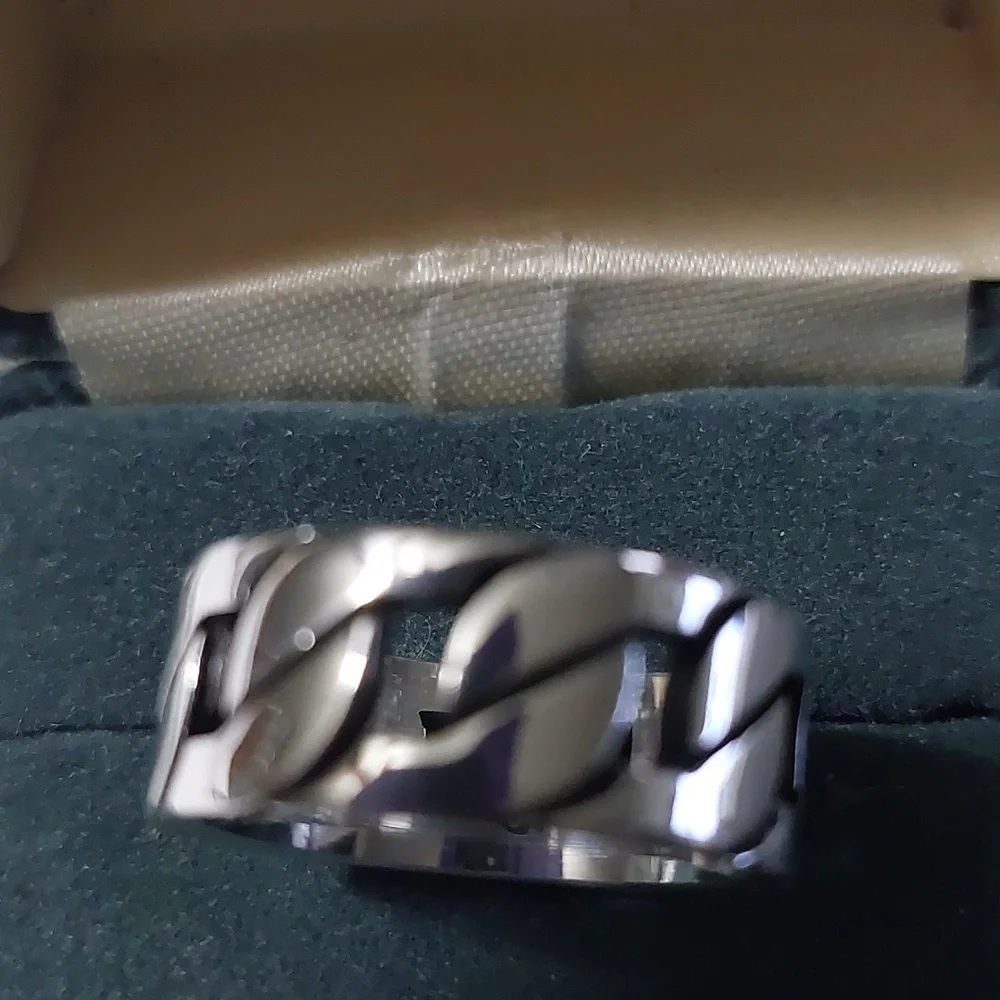 Sterling Silver Polished Cuban Link Band Ring Sz9